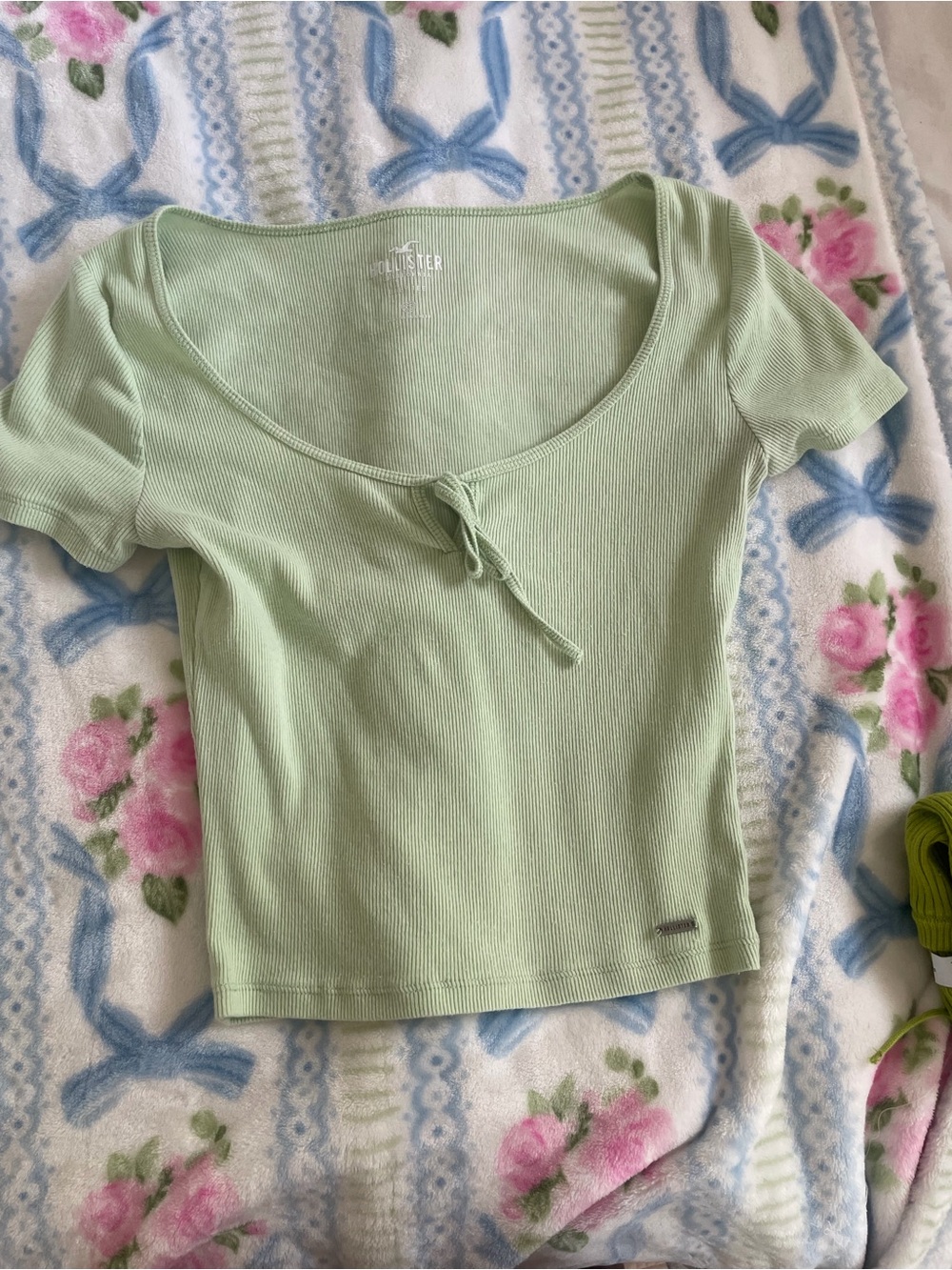Hollister Light Sage Ribbed Baby Tee